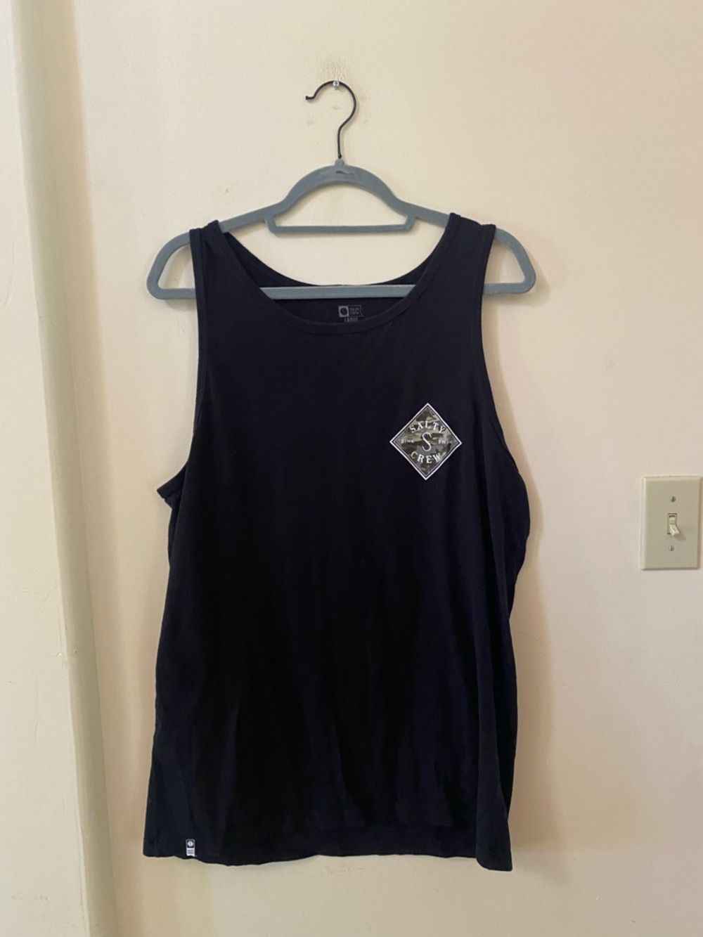 Salty Crew "Sink Swim" Black Graphic Tank Top - Men’s Large - Camo Logo